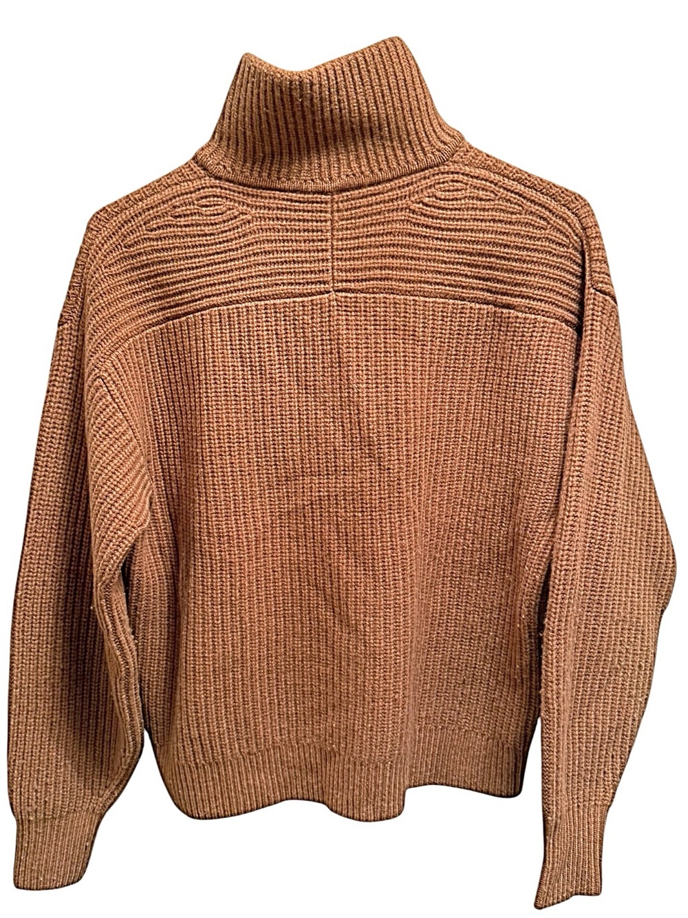 Everlane Camel 100% Wool Ribbed Half-Zip Turtleneck Sweater - Size Small - Picture 4 of 4